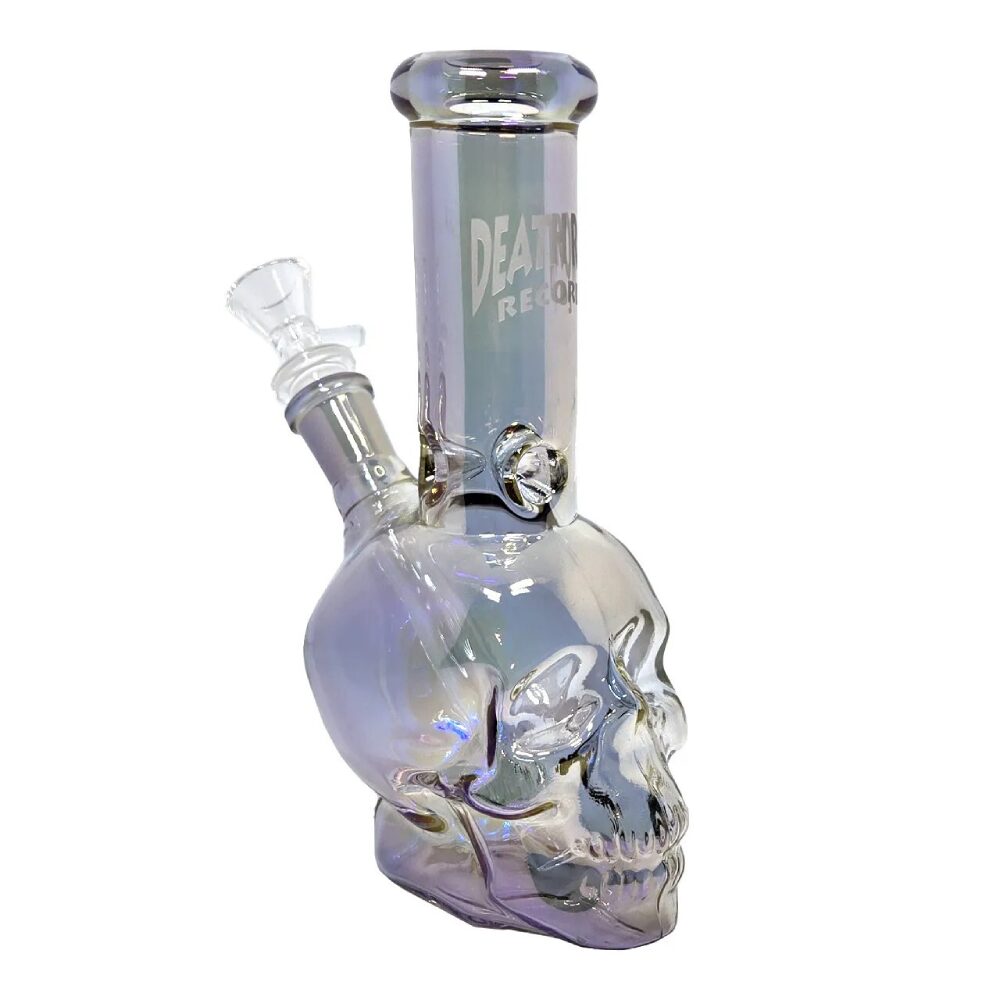 Death Row Records (Water Pipe) DRWP0005 8" Metallic Skull with 14mm Bowl - Image 2