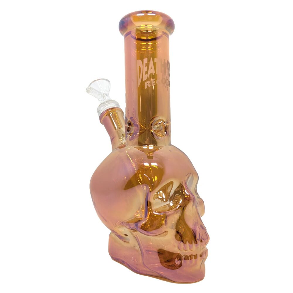 Death Row Records (Water Pipe) DRWP0005 8" Metallic Skull with 14mm Bowl - Image 3